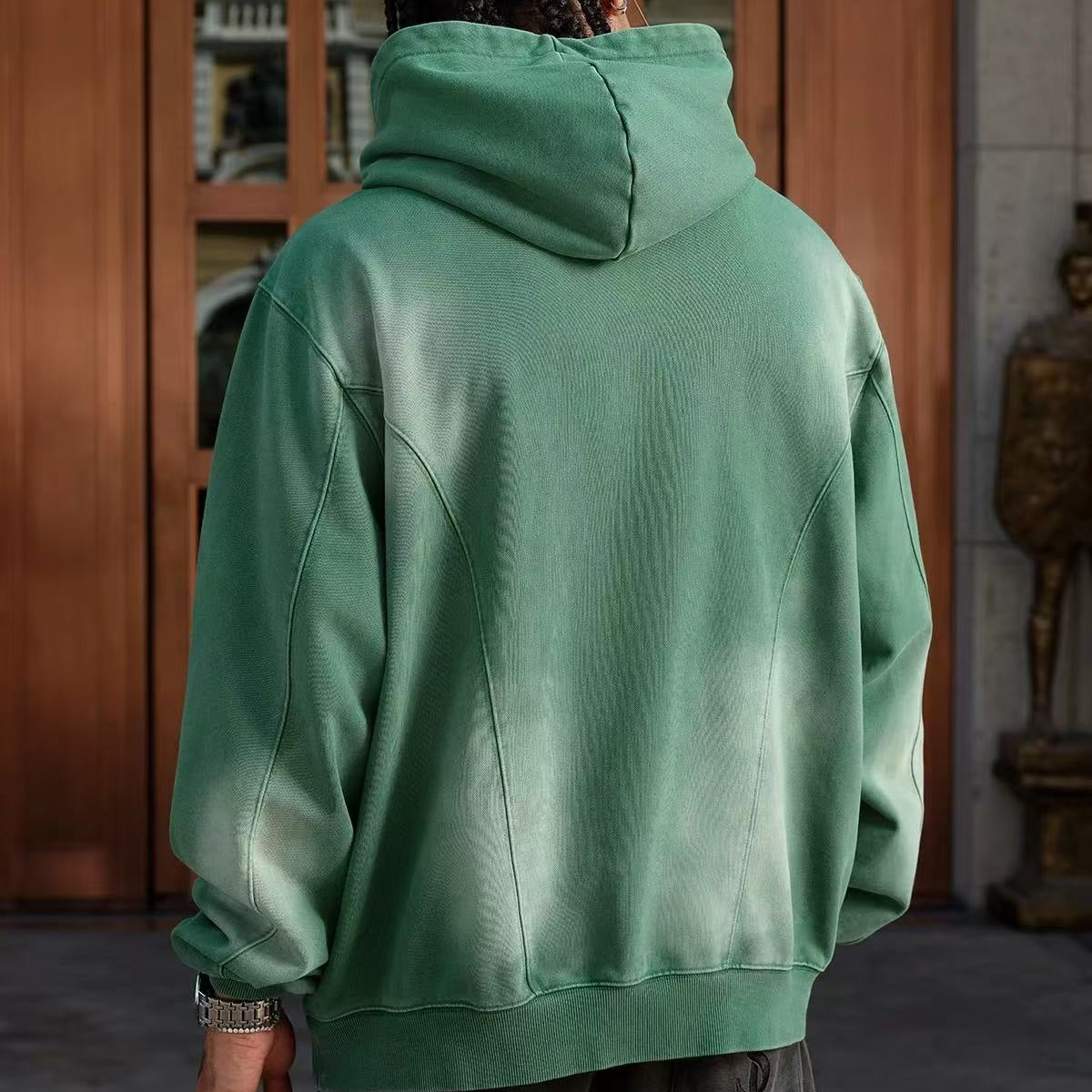 STK Double Pouch Rivet Pocket Wash Hoodie