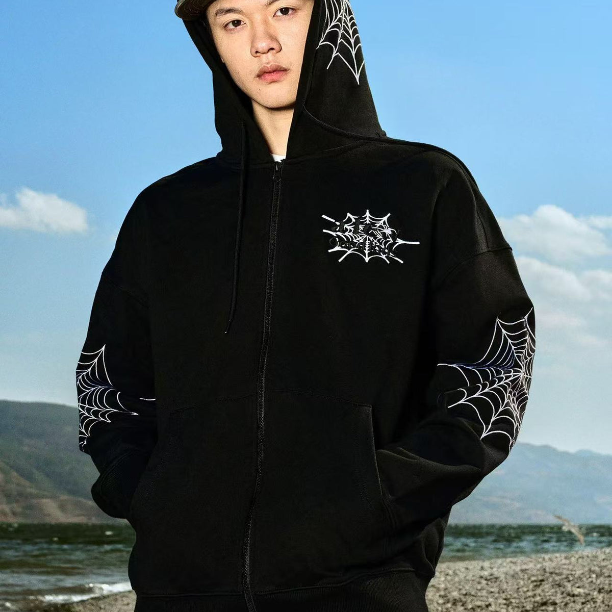 AFGK Spider Web Print Cardigan Jacket
