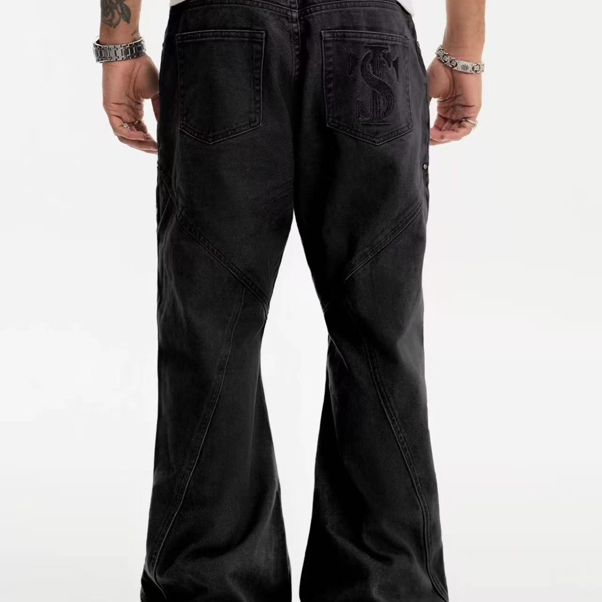 STK Vintage Waterwashed Curved Blade Flared Jeans