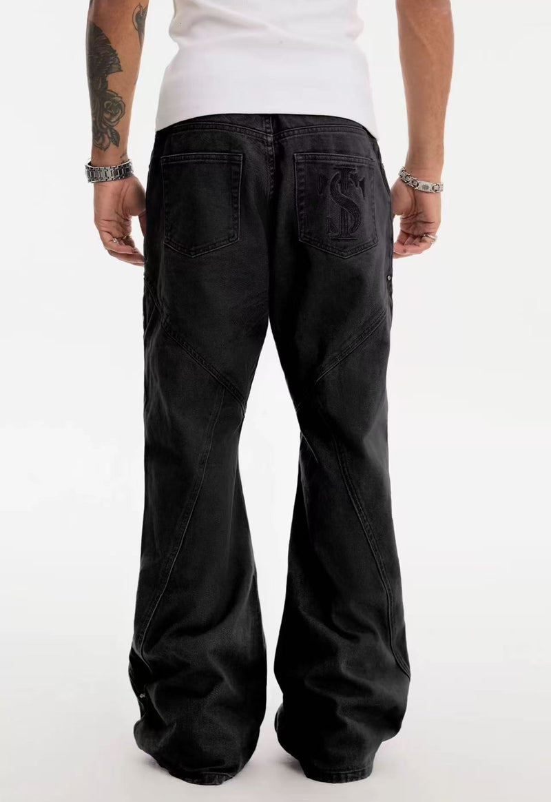 STK Vintage Waterwashed Curved Blade Flared Jeans