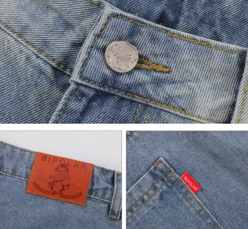 BIPOLAR Mirrored Wide-leg Jeans