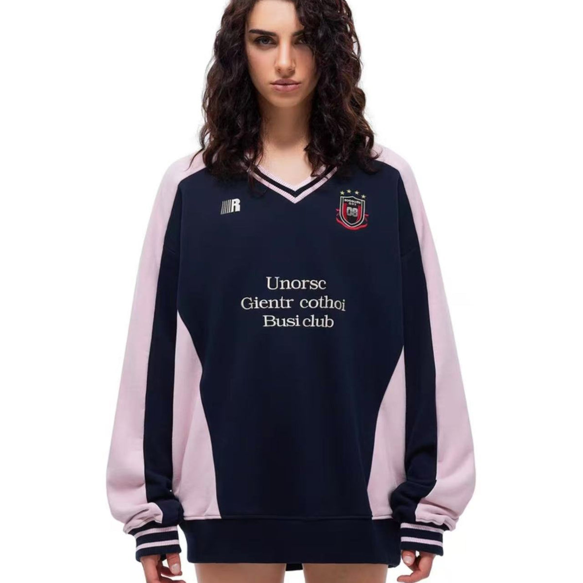 FDR Badge V-neck Contrasting Colors Sweater