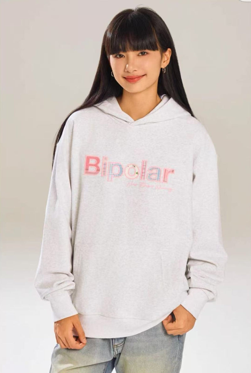BIPOLAR Colorful Plaid Patch Logo Hoodie