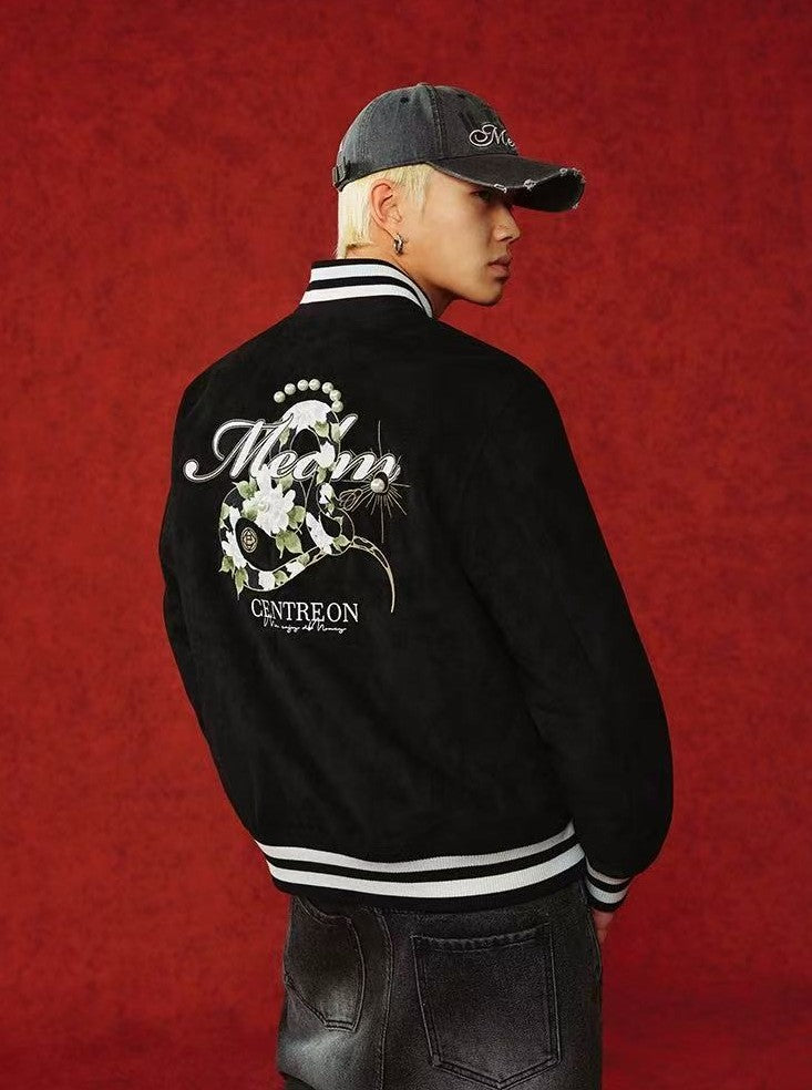 MEDM "Year of the Snake" Suede Varsity Jacket