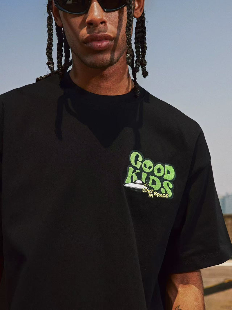 AFGK Letter Embroidered Short-sleeve T-shirt