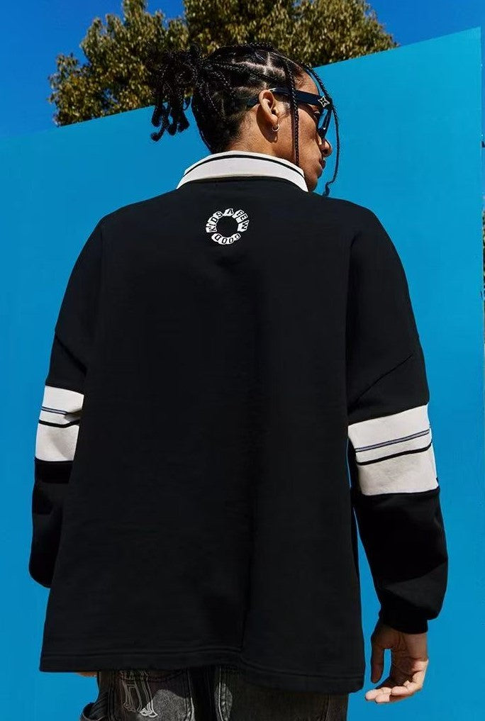 AFGK Small Flower Long-sleeve Polo T-shirt