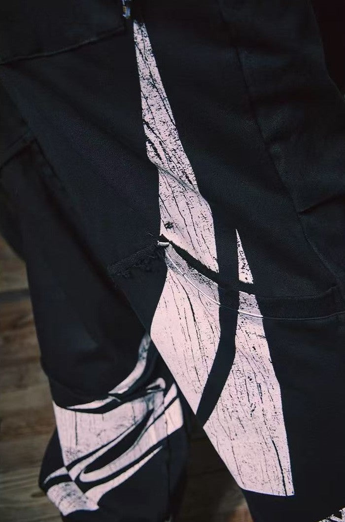 REMEDY Swirl R-shaped Patchwork Retro Distressed Trousers