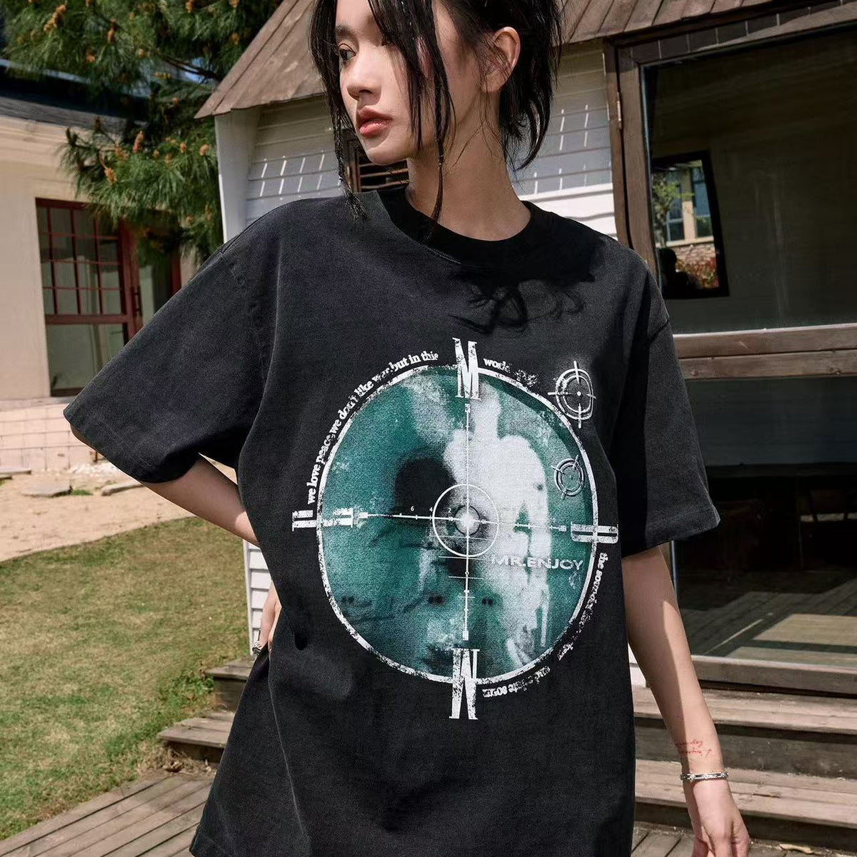 MEDM Washed Thermoset Oil Short-sleeved T-shirt