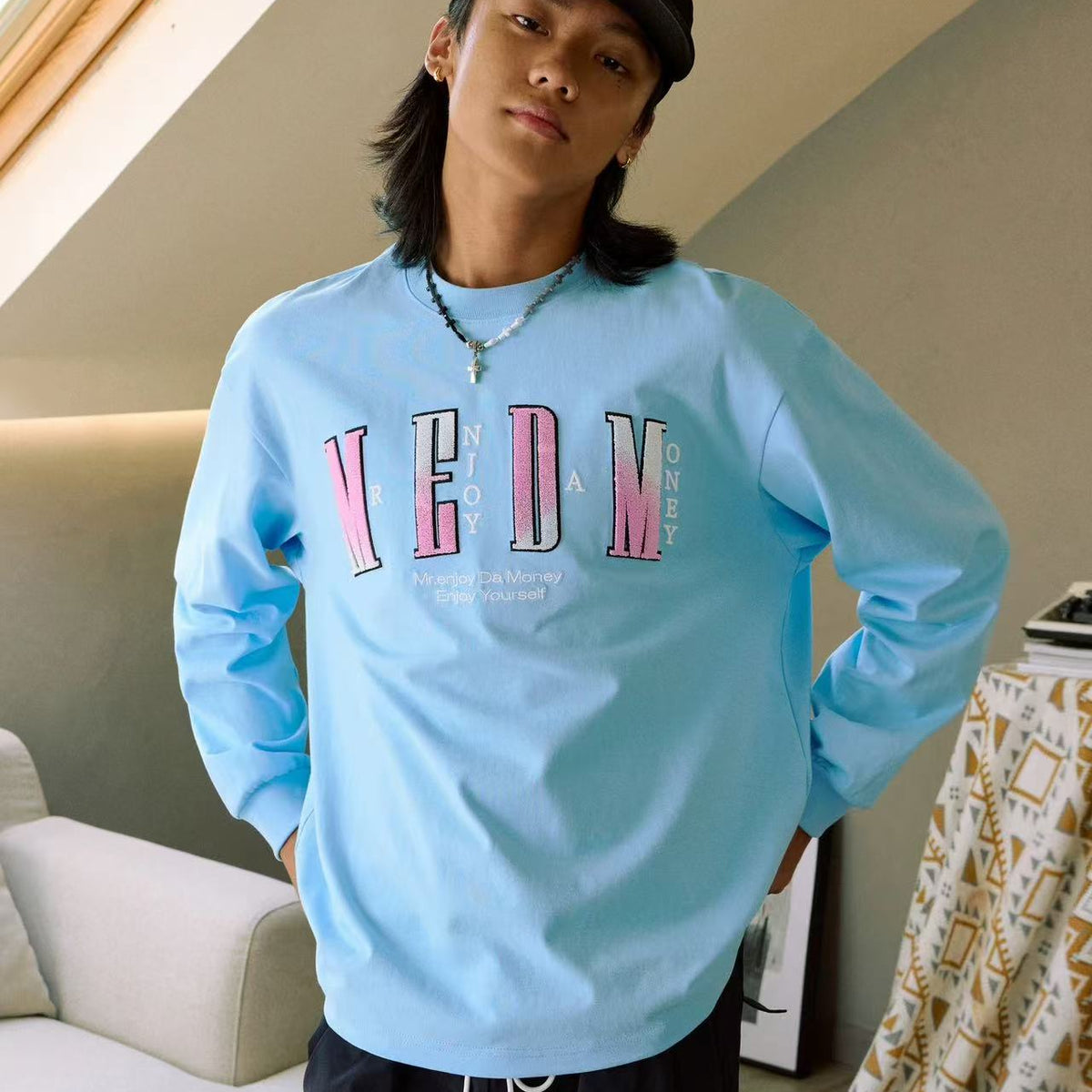 MEDM Toothbrush Embroidered Patch Long-sleeved T-shirt