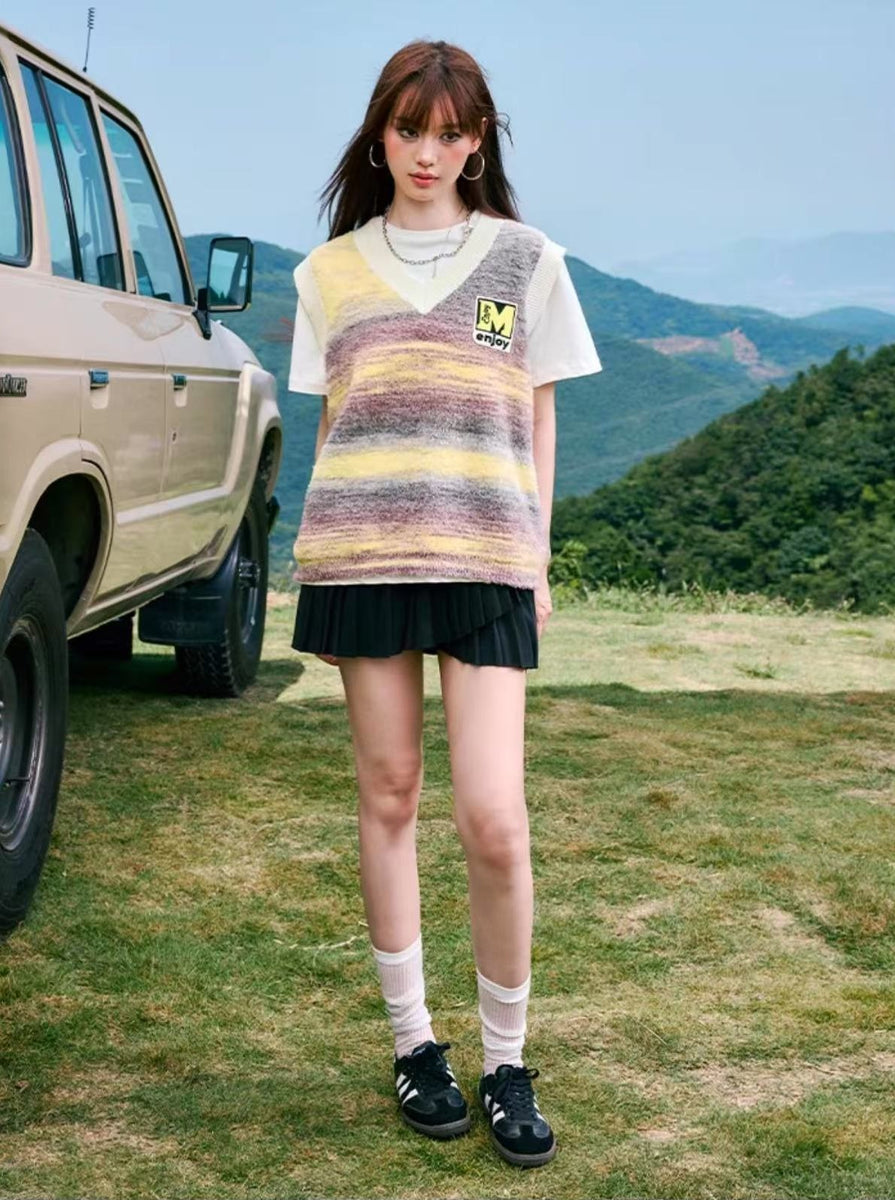 MEDM Colorful Striped Sweater Vest