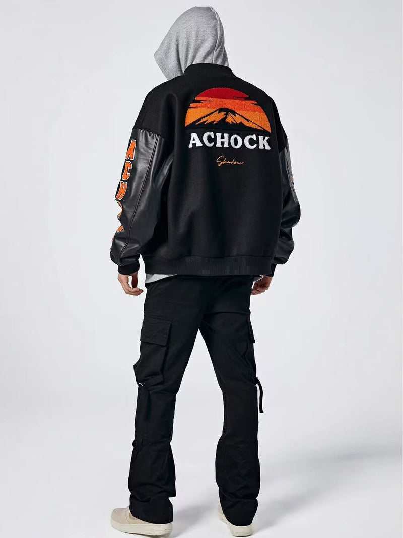 ACHOCK High Street Two-tone Baseball Embroidered Varsity Jacket