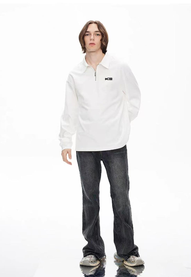 ICONSLAB Monogram Half-zip Long-sleeve Polo Shirt