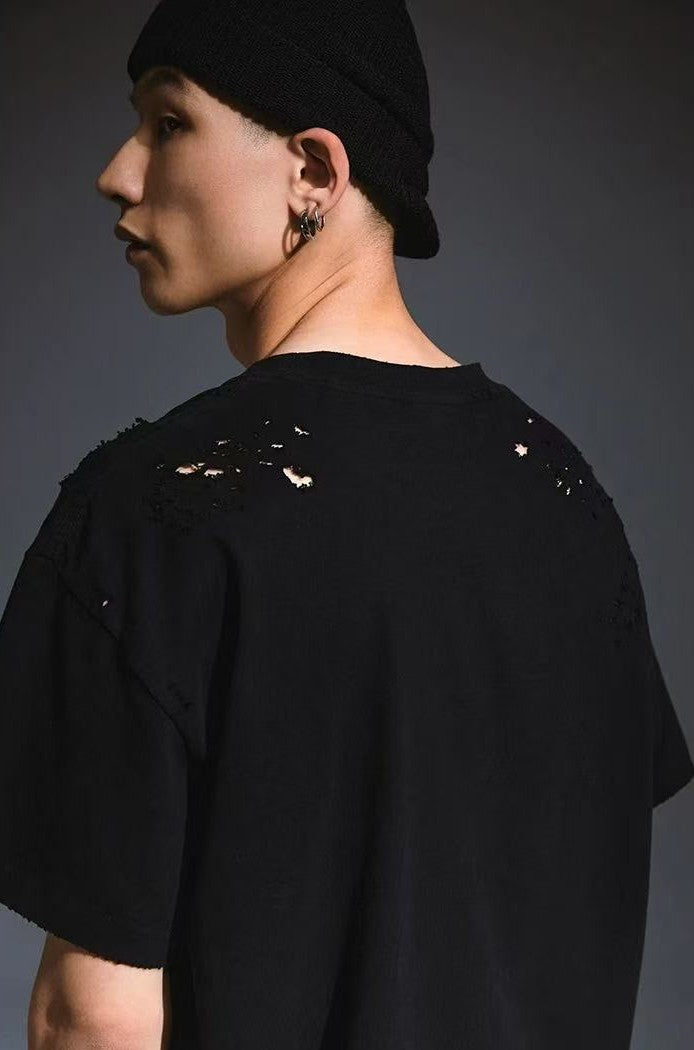 REMEDY Retro Distressed Short-sleeved T-shirt