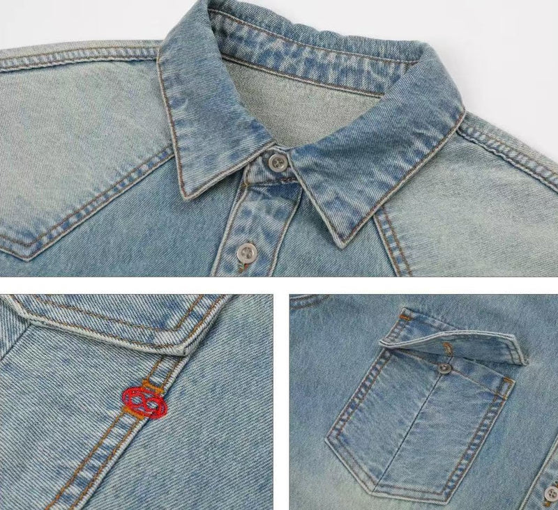 BIPOLAR Denim Embroidered Long-sleeve Jacket