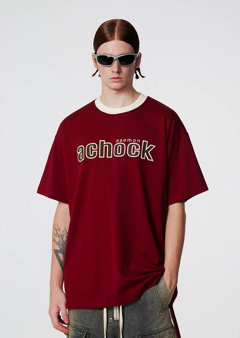 ACHOCK Suede Foam Printed Short-sleeved T-shirt
