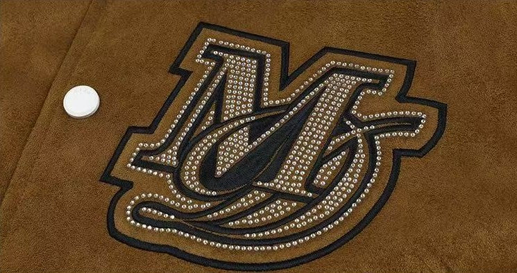 MEDM Suede Diamond-patterned Baseball Jacket