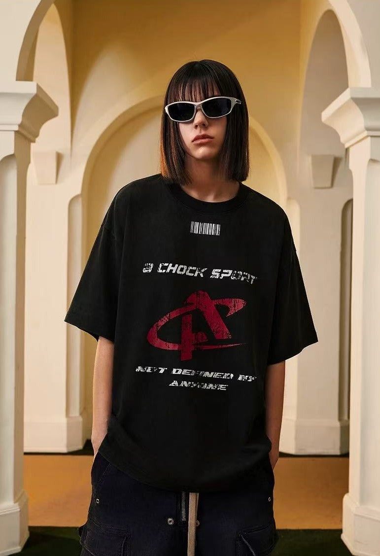 ACHOCK Heavy Washed Distressed Logo T-shirt