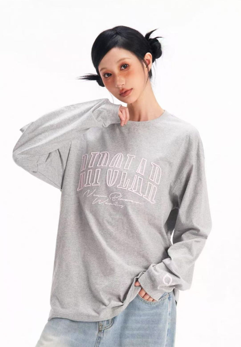 BIPOLAR Basic Embroidered Long-sleeved T-shirt