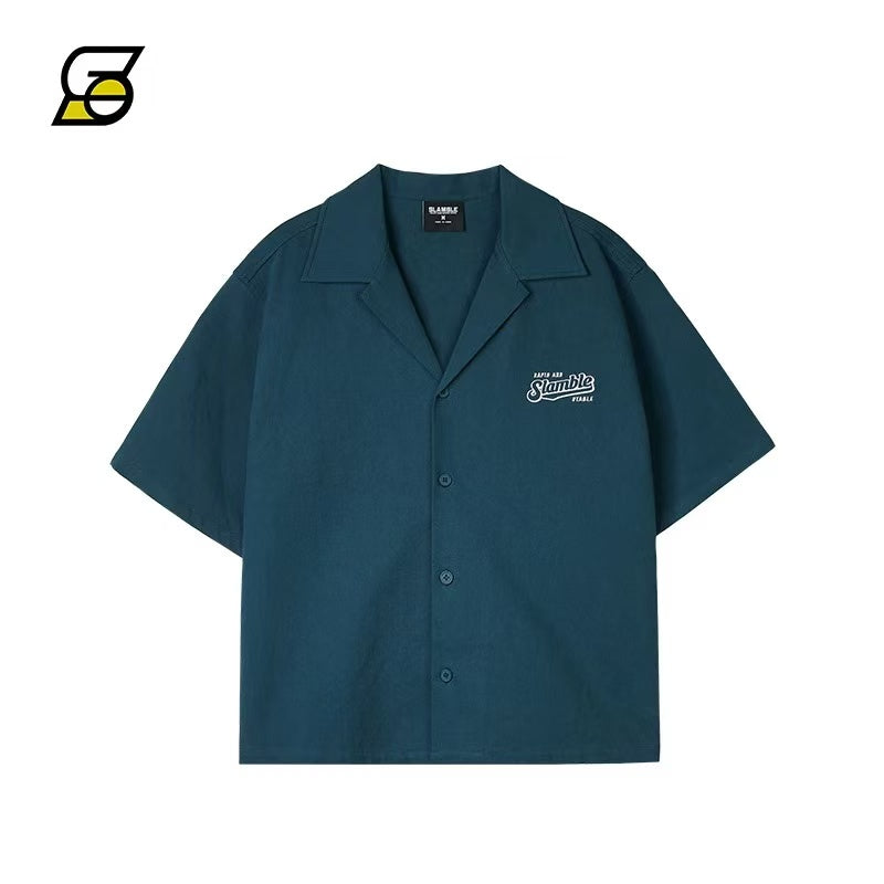 SLAMBLE Waffle Logo Print Short Sleeve Shirt