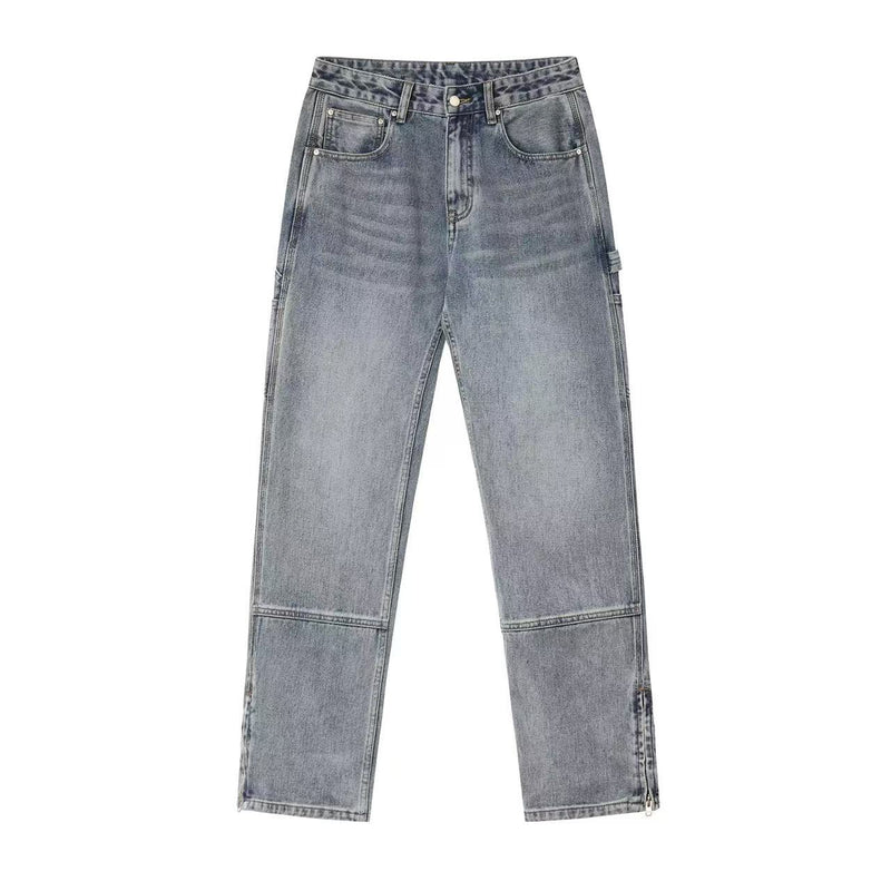 BIPOLAR Multi-pocket Wide-leg Workwear Denim Jeans