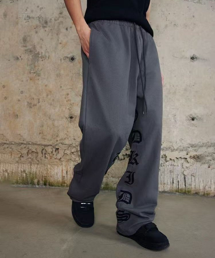AFGK Embroidered Washed Casual Sports Pants