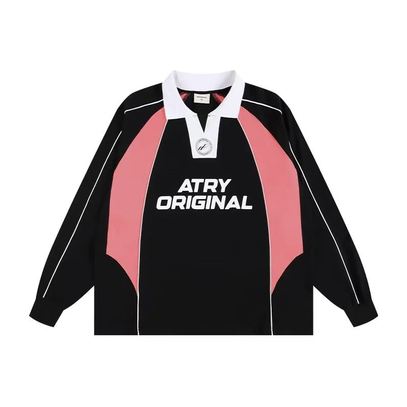 ATRY Contrast Color Patchwork Printed POLO Jersey