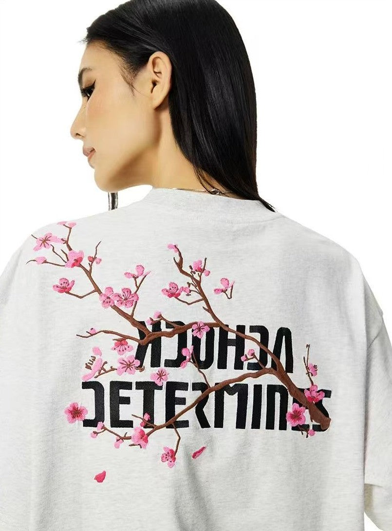ACHOCK Branch Floral Embroidered T-shirt