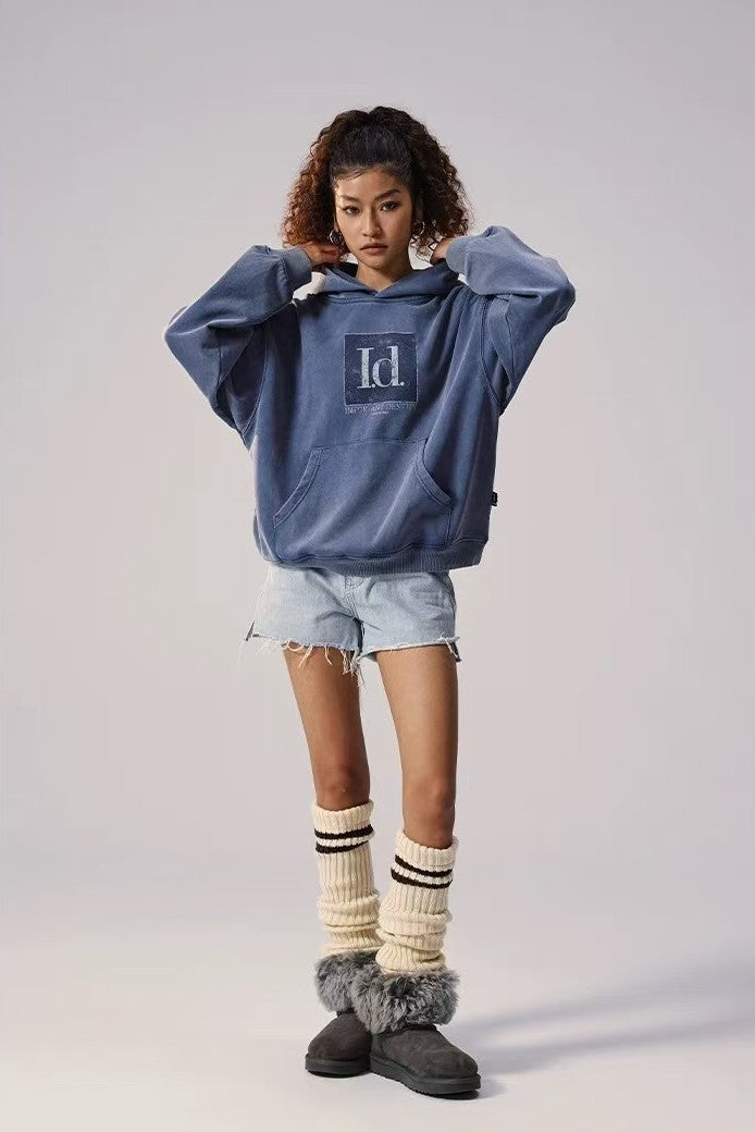 REMEDY Washed Distressed Printing Hoodie