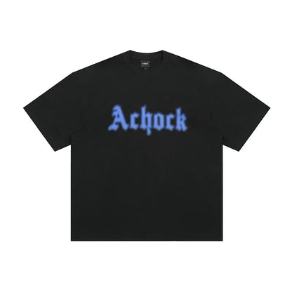 ACHOCK Simple Dot Logo Blur Printed T-shirt