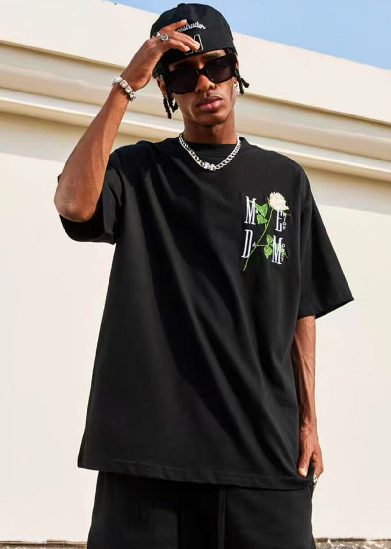 MEDM Rose embroidery Short-sleeved T-shirt