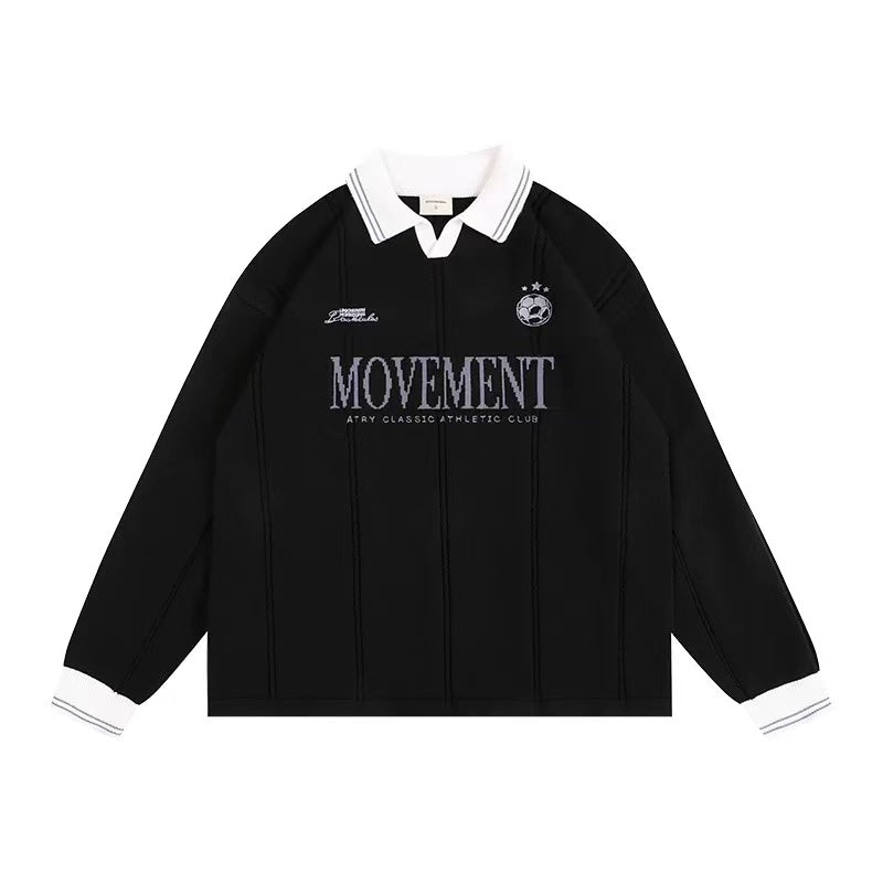 ATRY Contrast Embroidered POLO Striped Sweater