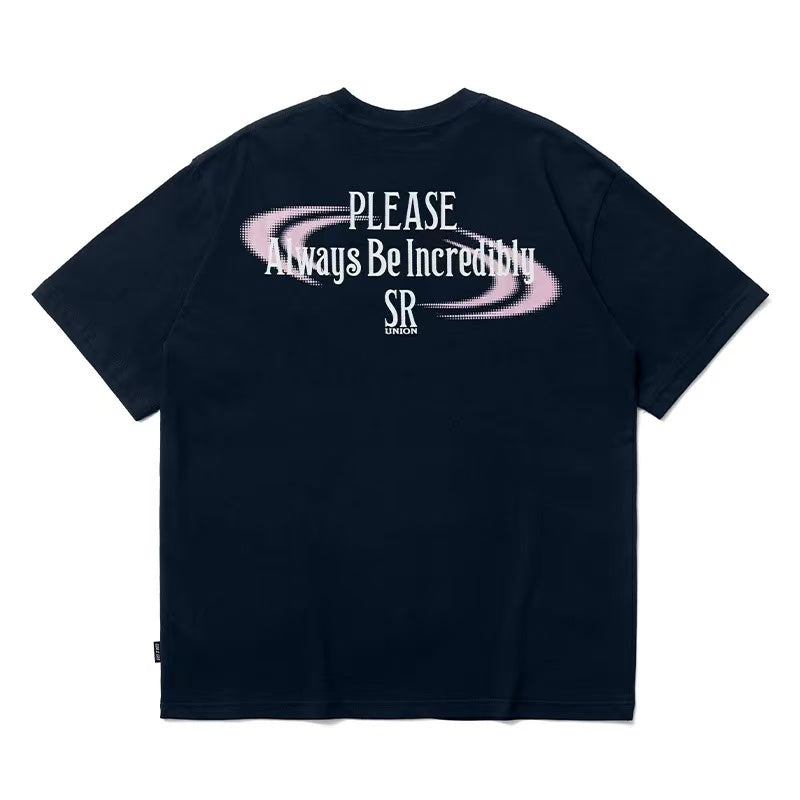 REMEDY Water Ripple Letter Print Short-sleeved T-shirt