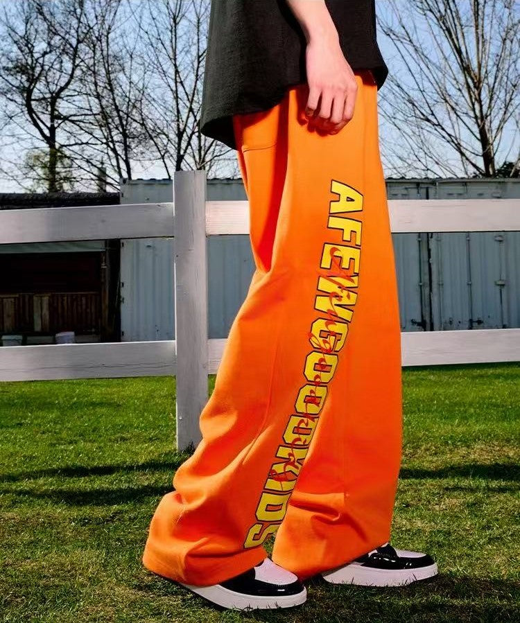 AFGK Double Row Letter Print Casual Sweatpants