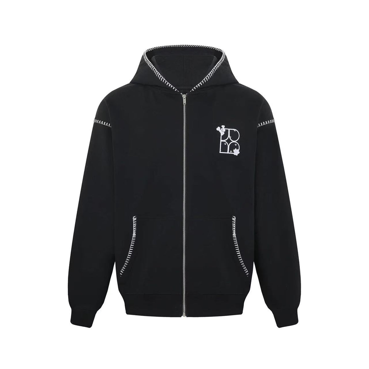 BIPOLAR Dog Ear Patch Zipper Hoodie