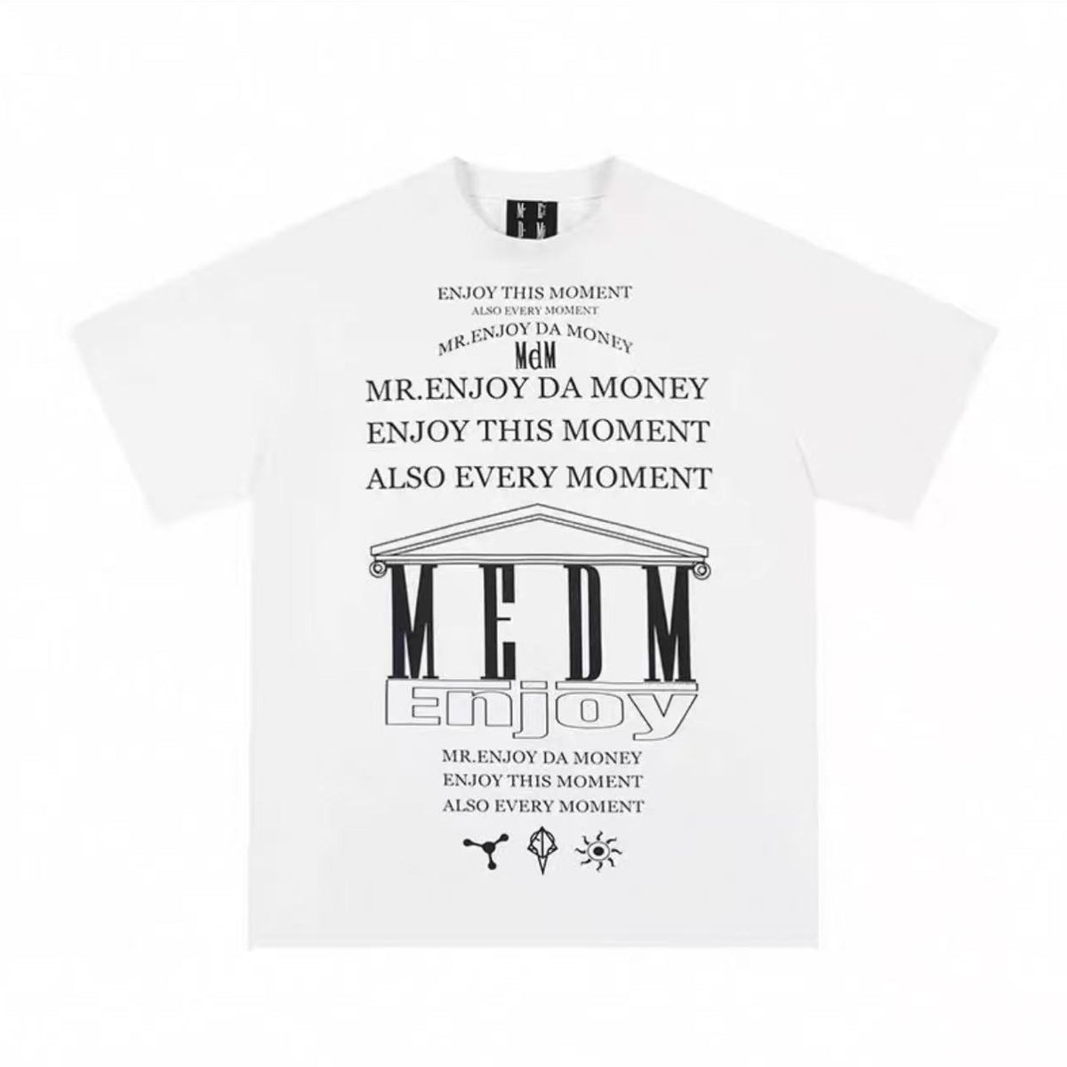 MEDM Letters Printed Luminous Short-sleeved T-shirt