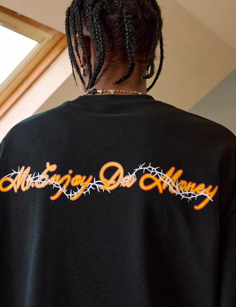 MEDM Flowers and Thorns Circular Text Long-sleeved T-shirt