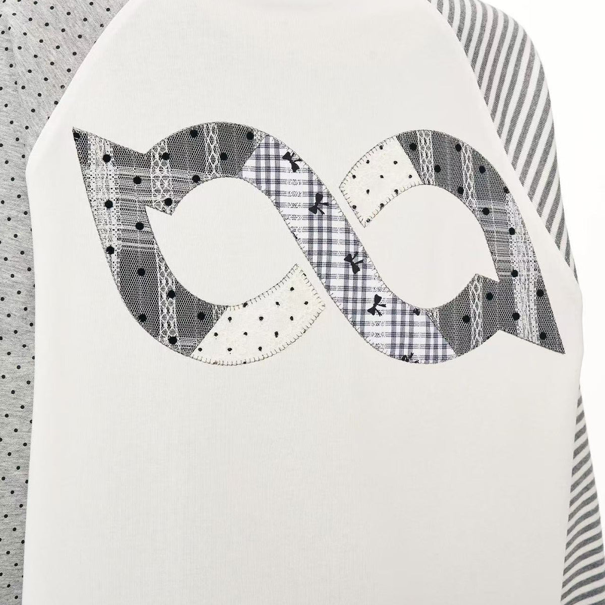 BIPOLAR  Polka Dot Striped Raglan Long-sleeves T-shirts