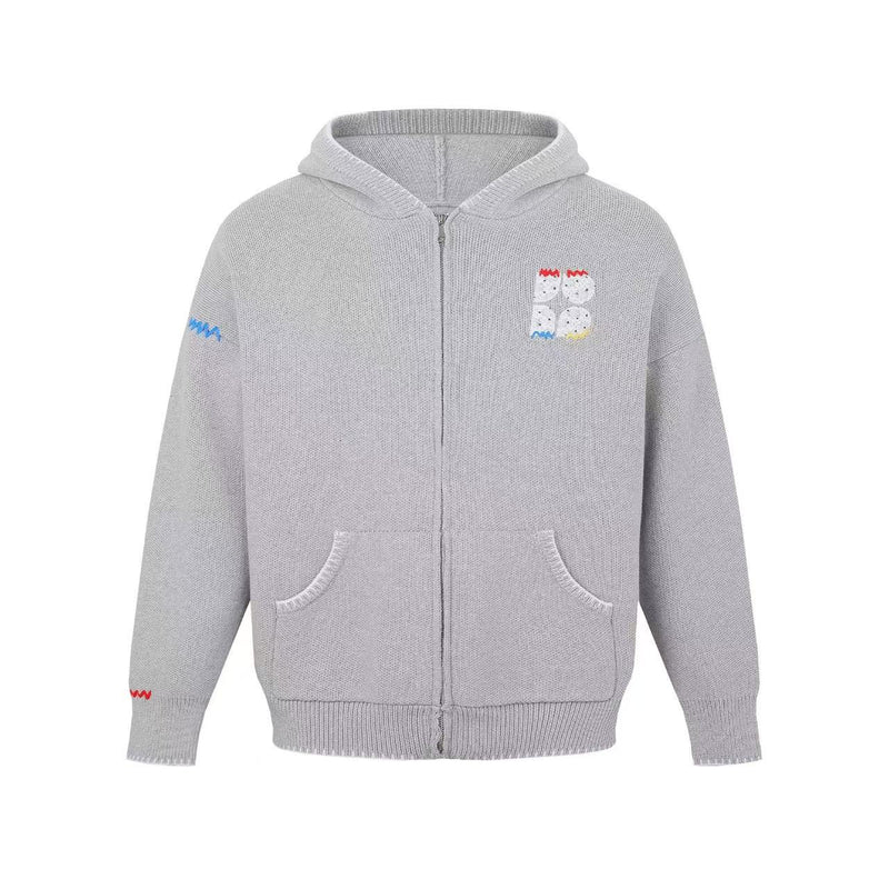 BIPOLAR Four-pointed Star Knitted Cardigan Zipper Sweater