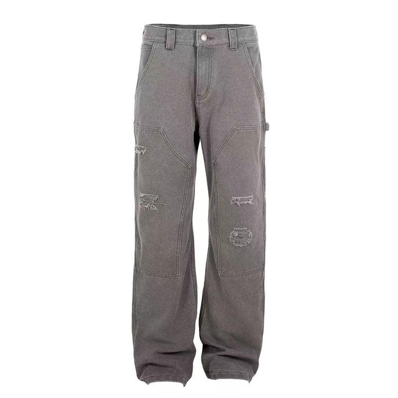 STK Washed Distressed Patchwork Jeans