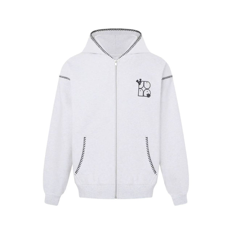 BIPOLAR Dog Ear Patch Zipper Hoodie