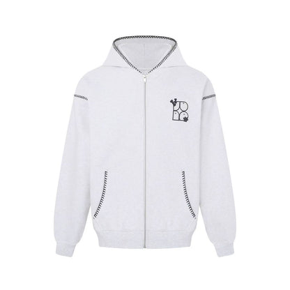 BIPOLAR Dog Ear Patch Zipper Hoodie