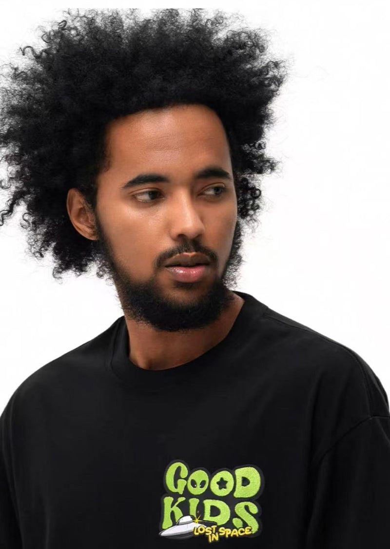 AFGK Letter Embroidered Short-sleeve T-shirt