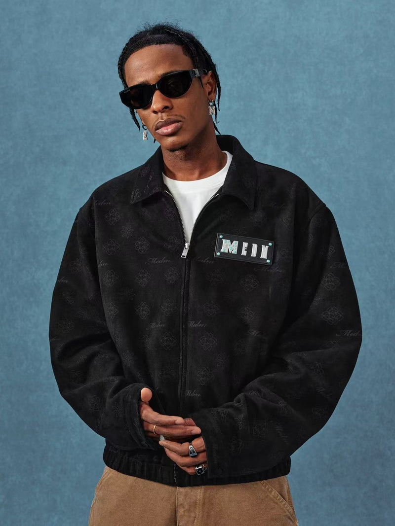 MEDM Suede Leather Brand Lapel Jacket