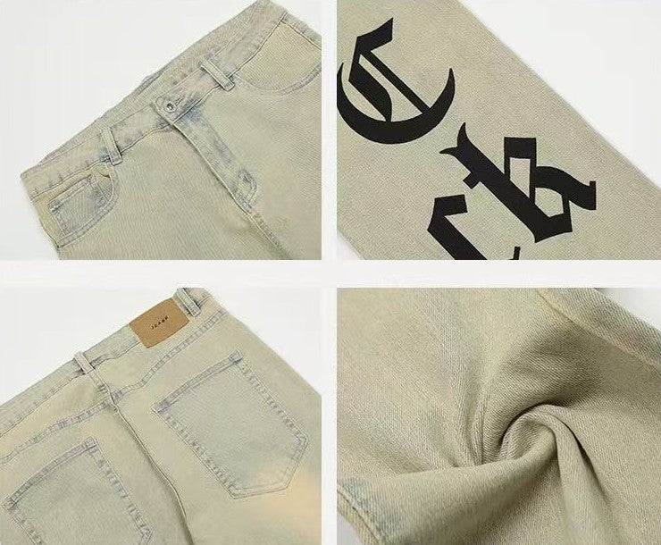 ACHOCK Street Gothic Logo Print Yellow Mud Jeans