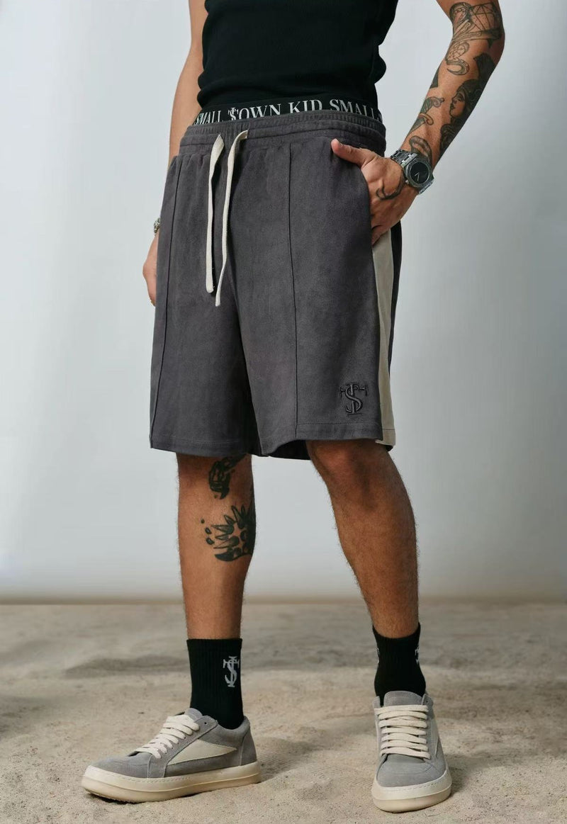STK Vintage Embroidered Suede Patchwork Shorts