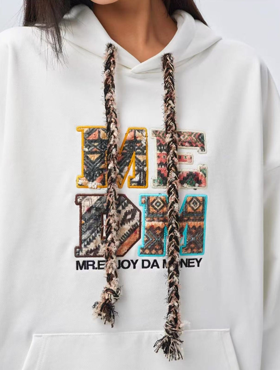 MEDM Bohemian Style Pattern fill Braided Hoodie