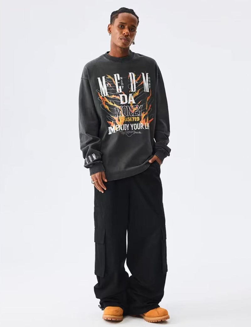 MEDM Flame Bones Long Sleeve T-Shirt