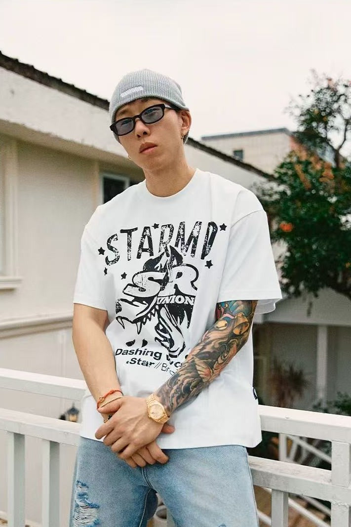 REMEDYxSTA Jackal Print Short-sleeve T-shirt