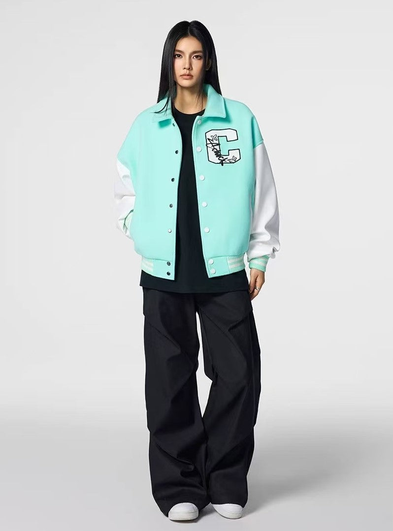 ACHOCK Patchwork Logo Baseball Jacket