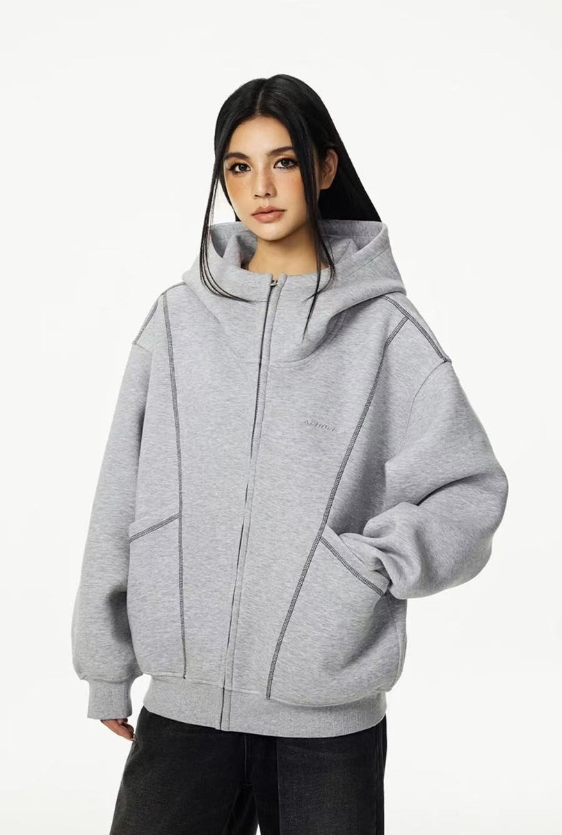 ACHOCK  Heavy Air Layer Cardigan Zipper Sweatshirt